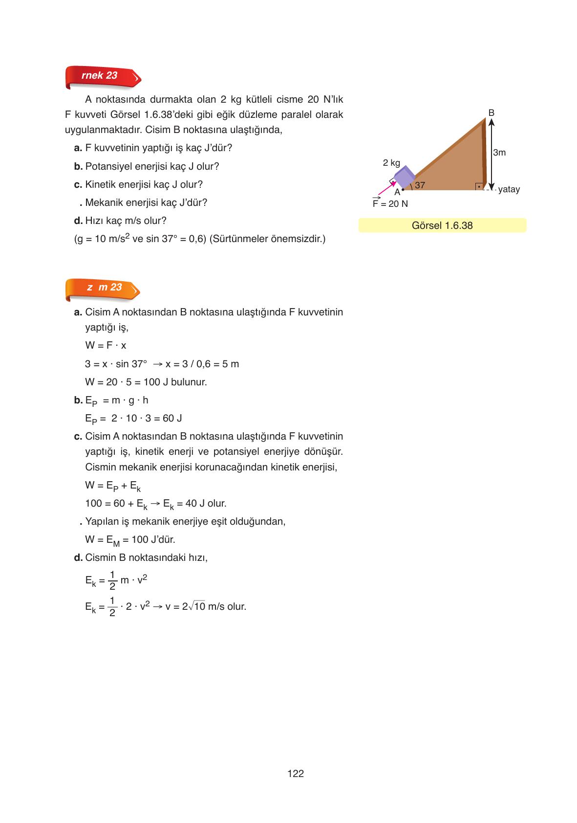 11. Sınıf Ata Yayıncılık Fizik Ders Kitabı Sayfa 122 Cevapları