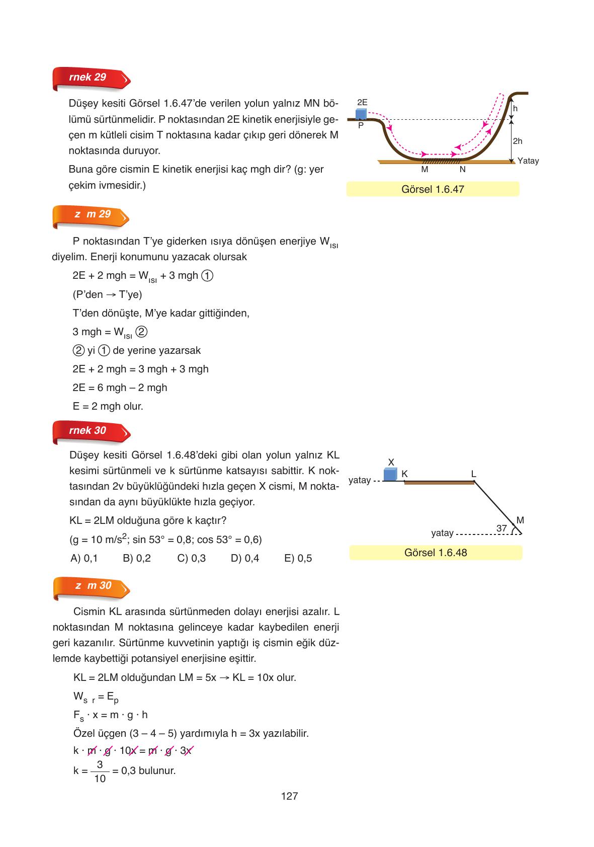 11. Sınıf Ata Yayıncılık Fizik Ders Kitabı Sayfa 127 Cevapları