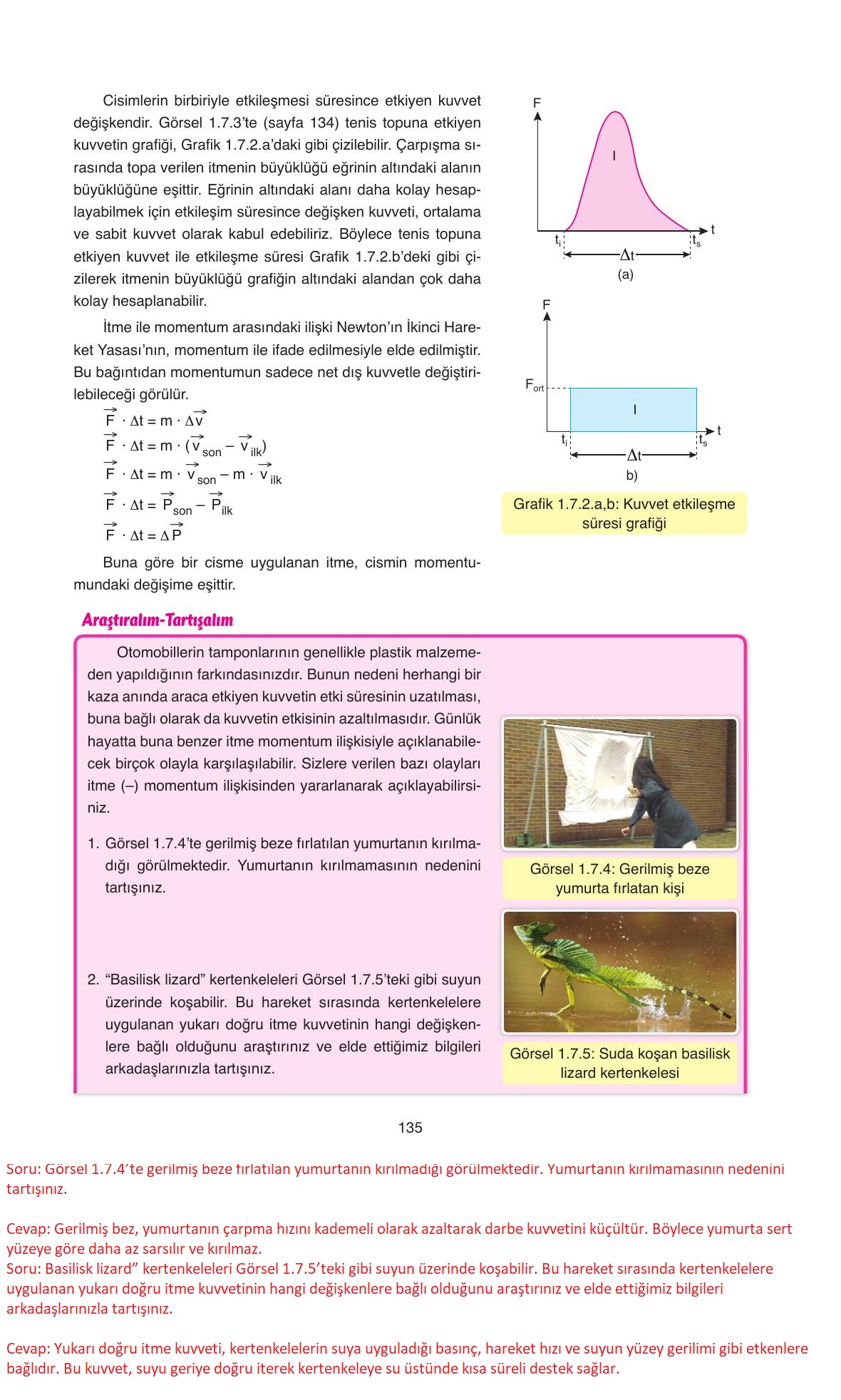 11. Sınıf Ata Yayıncılık Fizik Ders Kitabı Sayfa 135 Cevapları