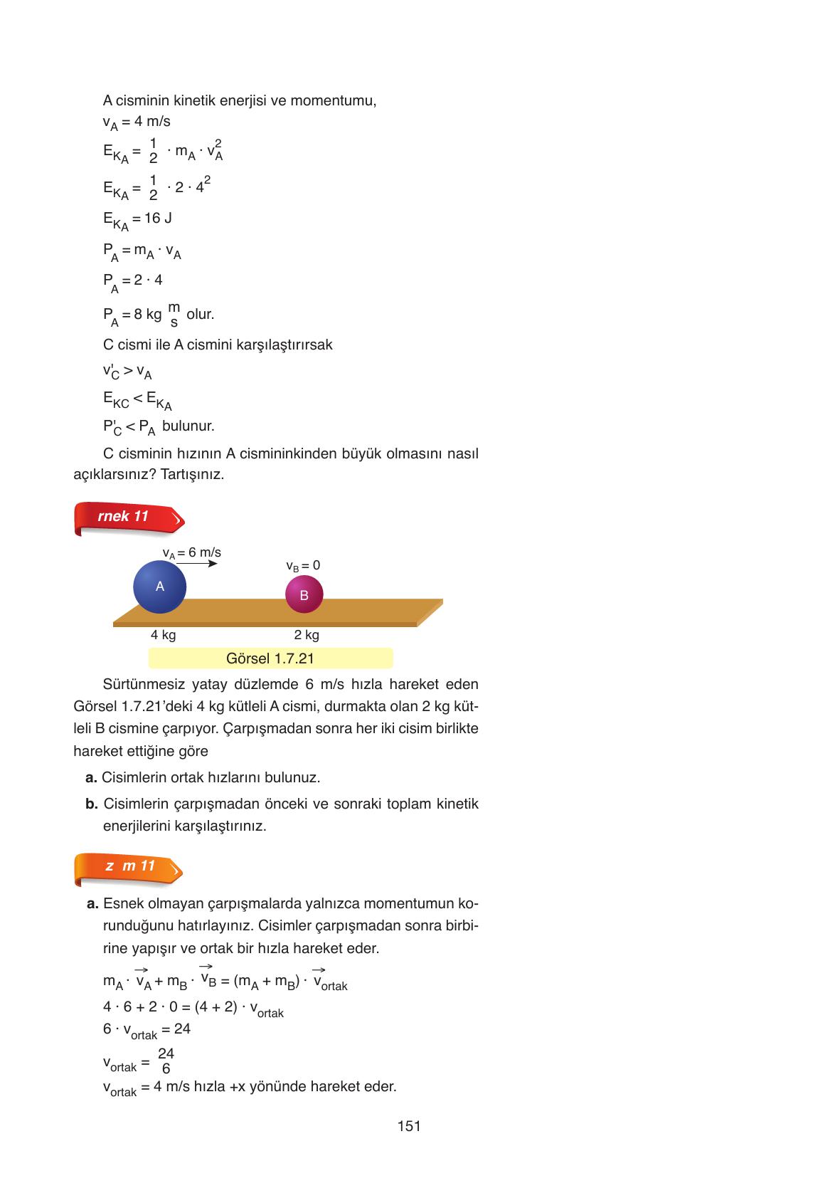 11. Sınıf Ata Yayıncılık Fizik Ders Kitabı Sayfa 151 Cevapları