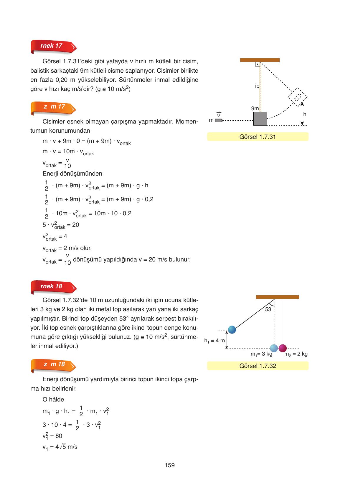 11. Sınıf Ata Yayıncılık Fizik Ders Kitabı Sayfa 159 Cevapları