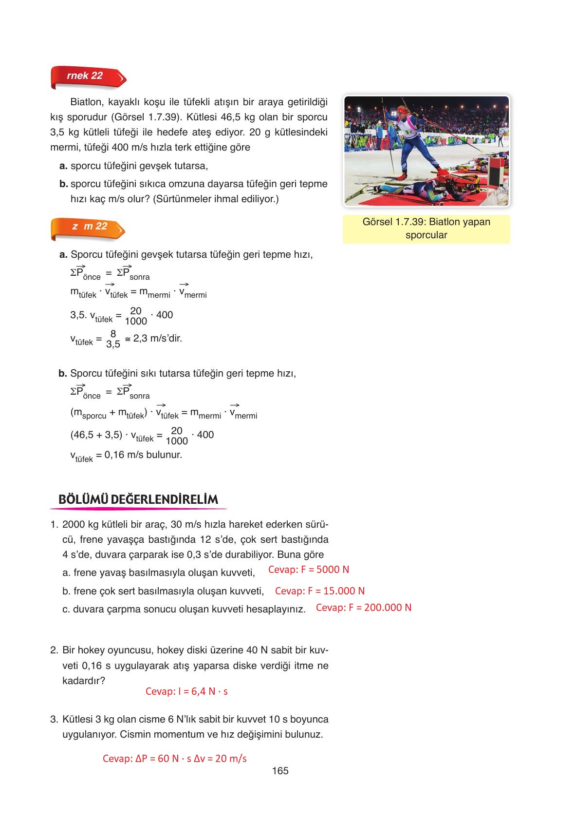 11. Sınıf Ata Yayıncılık Fizik Ders Kitabı Sayfa 165 Cevapları