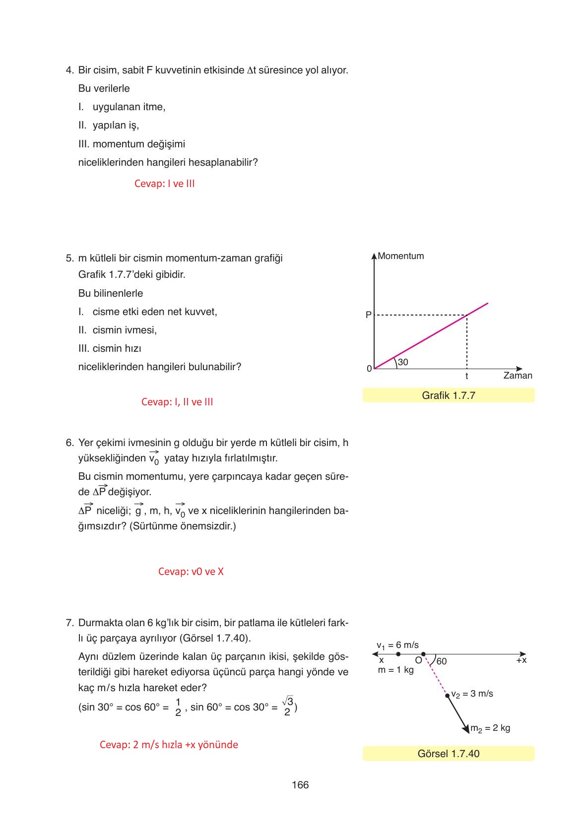 11. Sınıf Ata Yayıncılık Fizik Ders Kitabı Sayfa 166 Cevapları