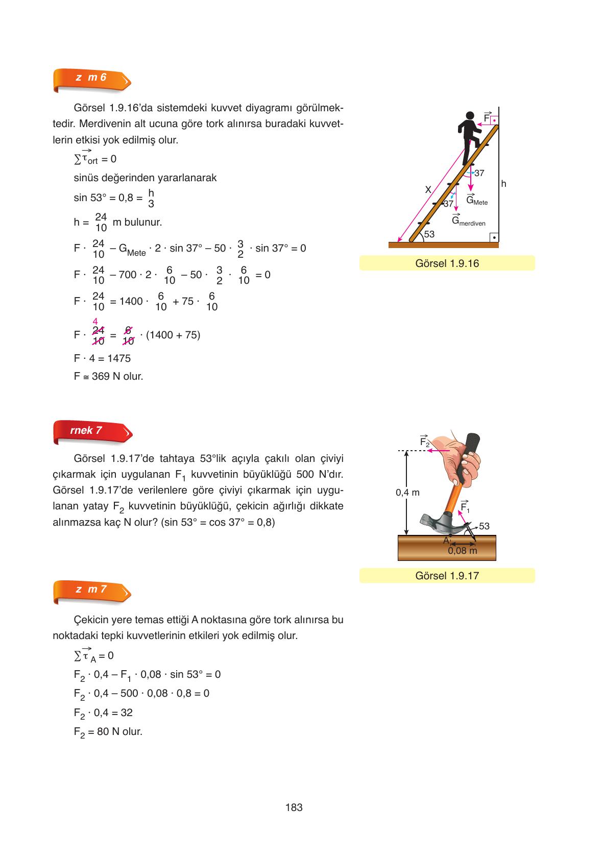 11. Sınıf Ata Yayıncılık Fizik Ders Kitabı Sayfa 183 Cevapları