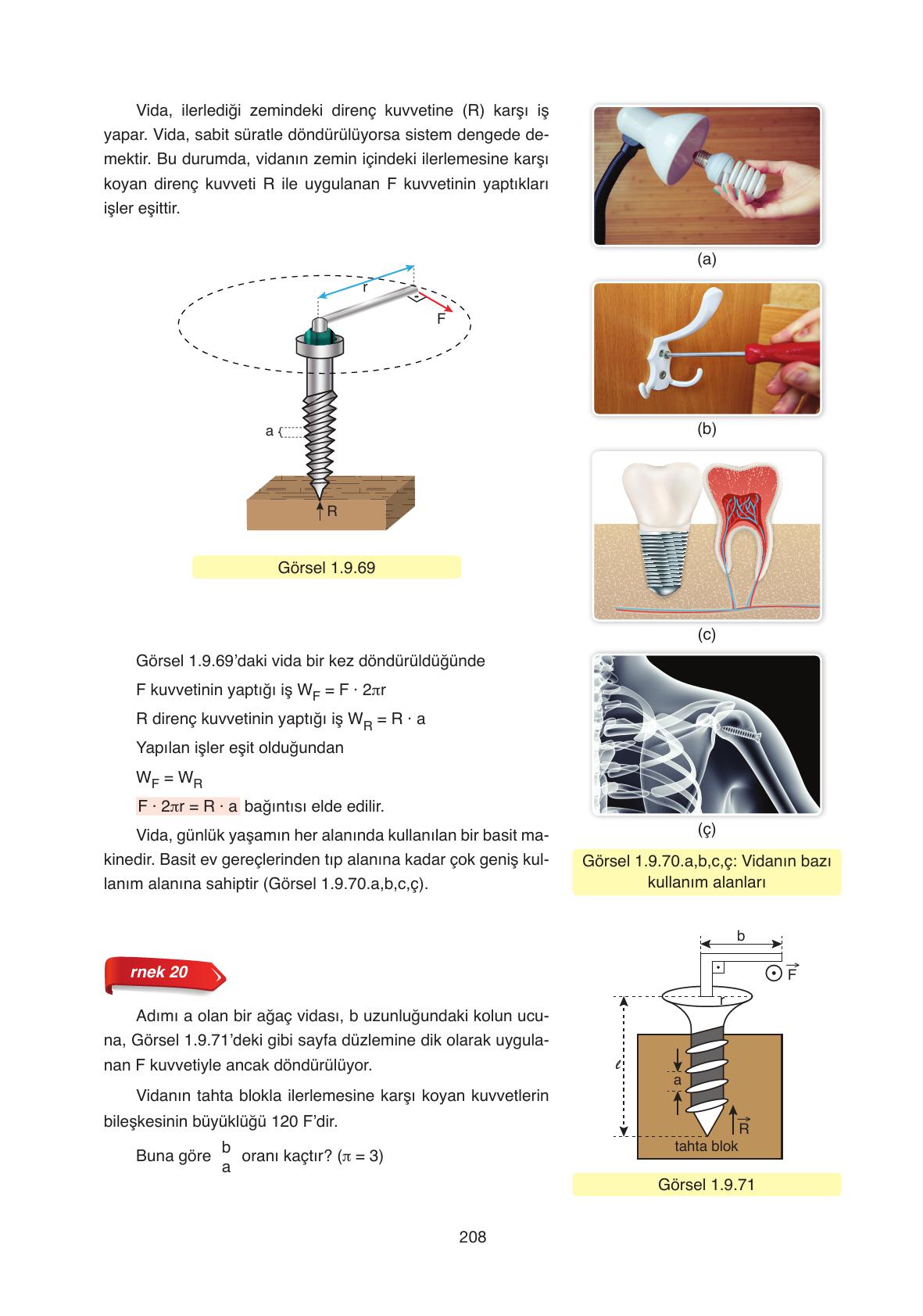 11. Sınıf Ata Yayıncılık Fizik Ders Kitabı Sayfa 208 Cevapları