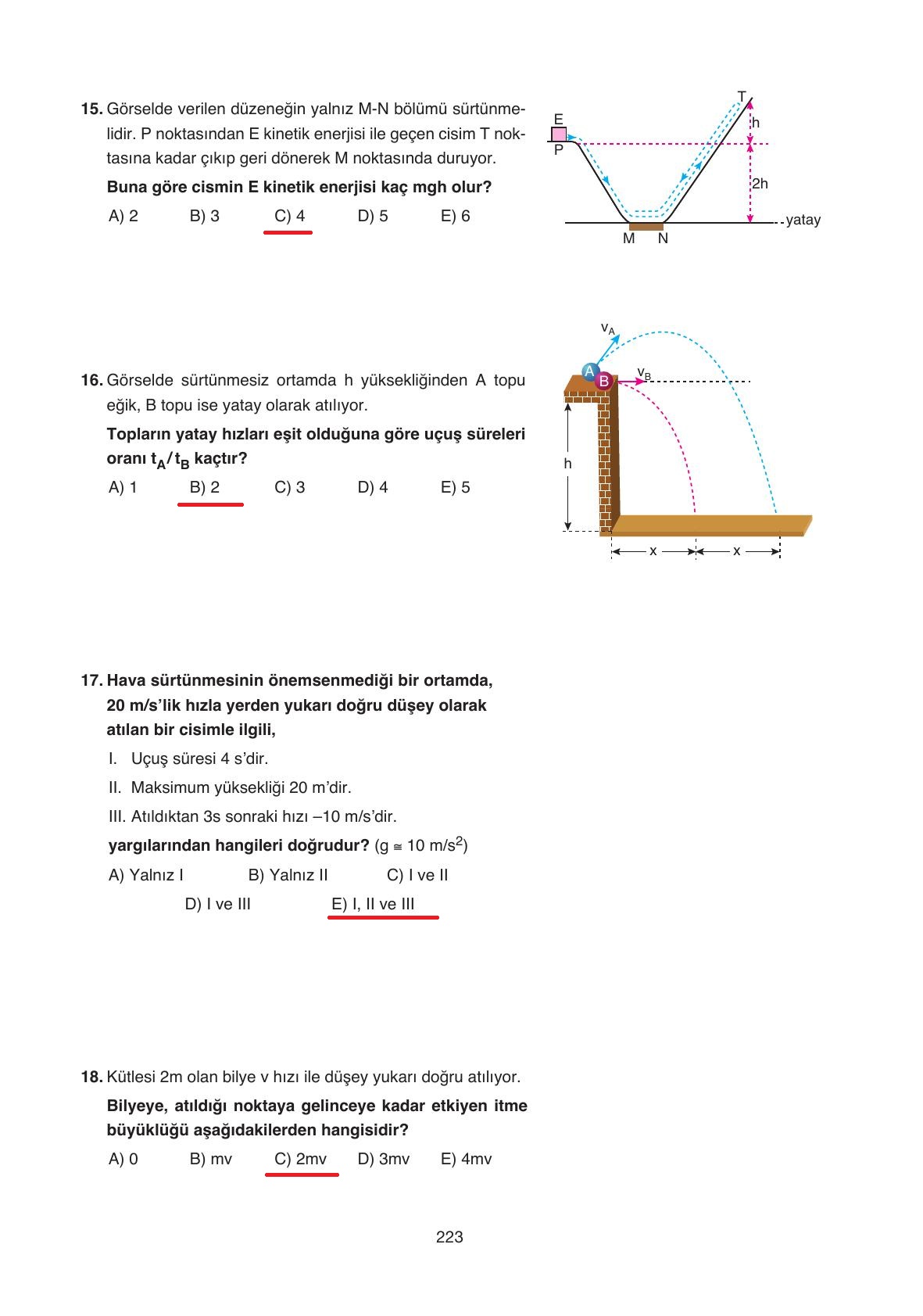 11. Sınıf Ata Yayıncılık Fizik Ders Kitabı Sayfa 223 Cevapları