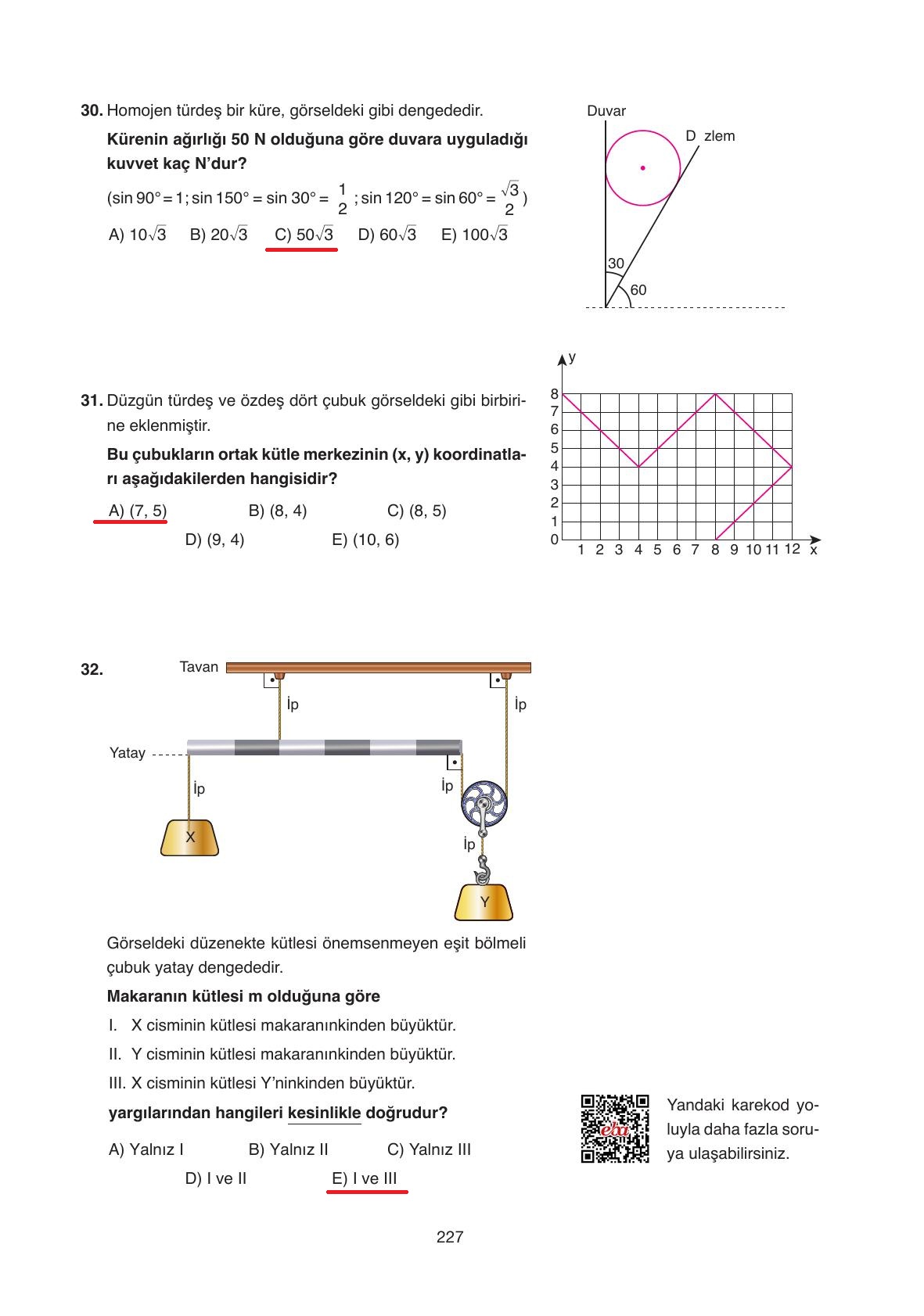 11. Sınıf Ata Yayıncılık Fizik Ders Kitabı Sayfa 227 Cevapları