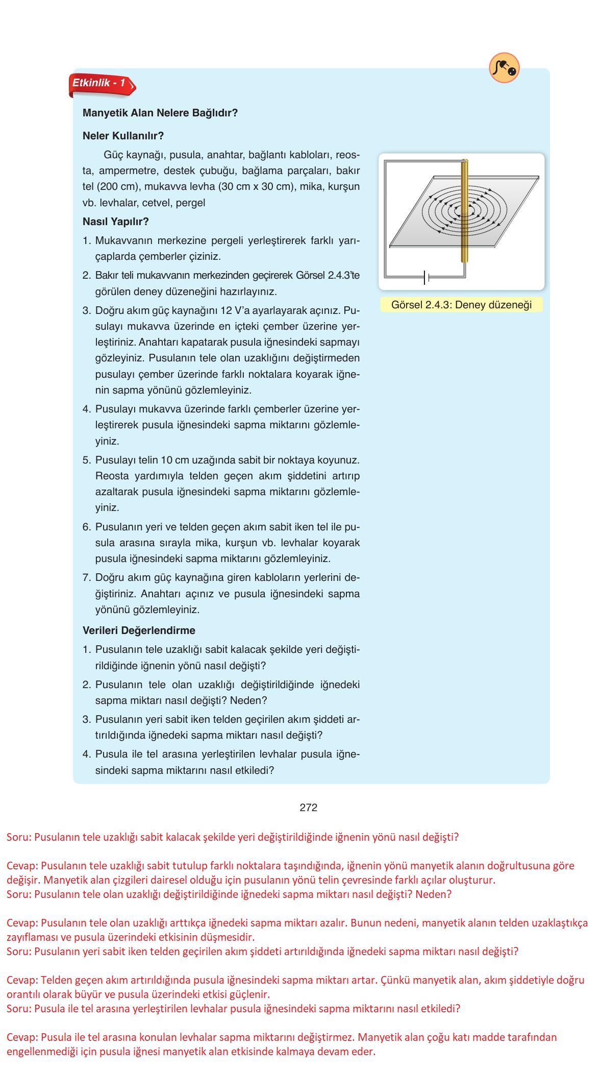 11. Sınıf Ata Yayıncılık Fizik Ders Kitabı Sayfa 272 Cevapları