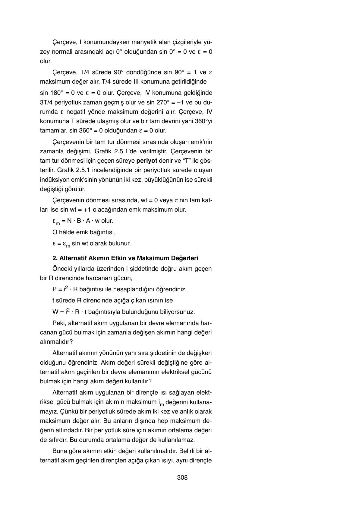 11. Sınıf Ata Yayıncılık Fizik Ders Kitabı Sayfa 308 Cevapları