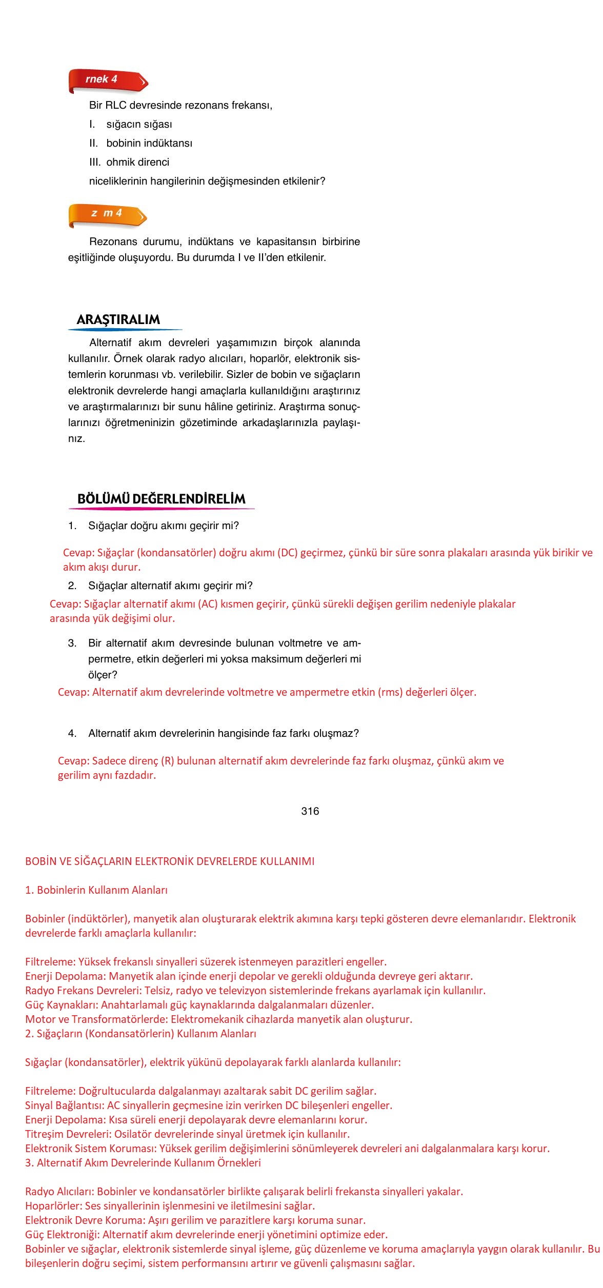 11. Sınıf Ata Yayıncılık Fizik Ders Kitabı Sayfa 316 Cevapları