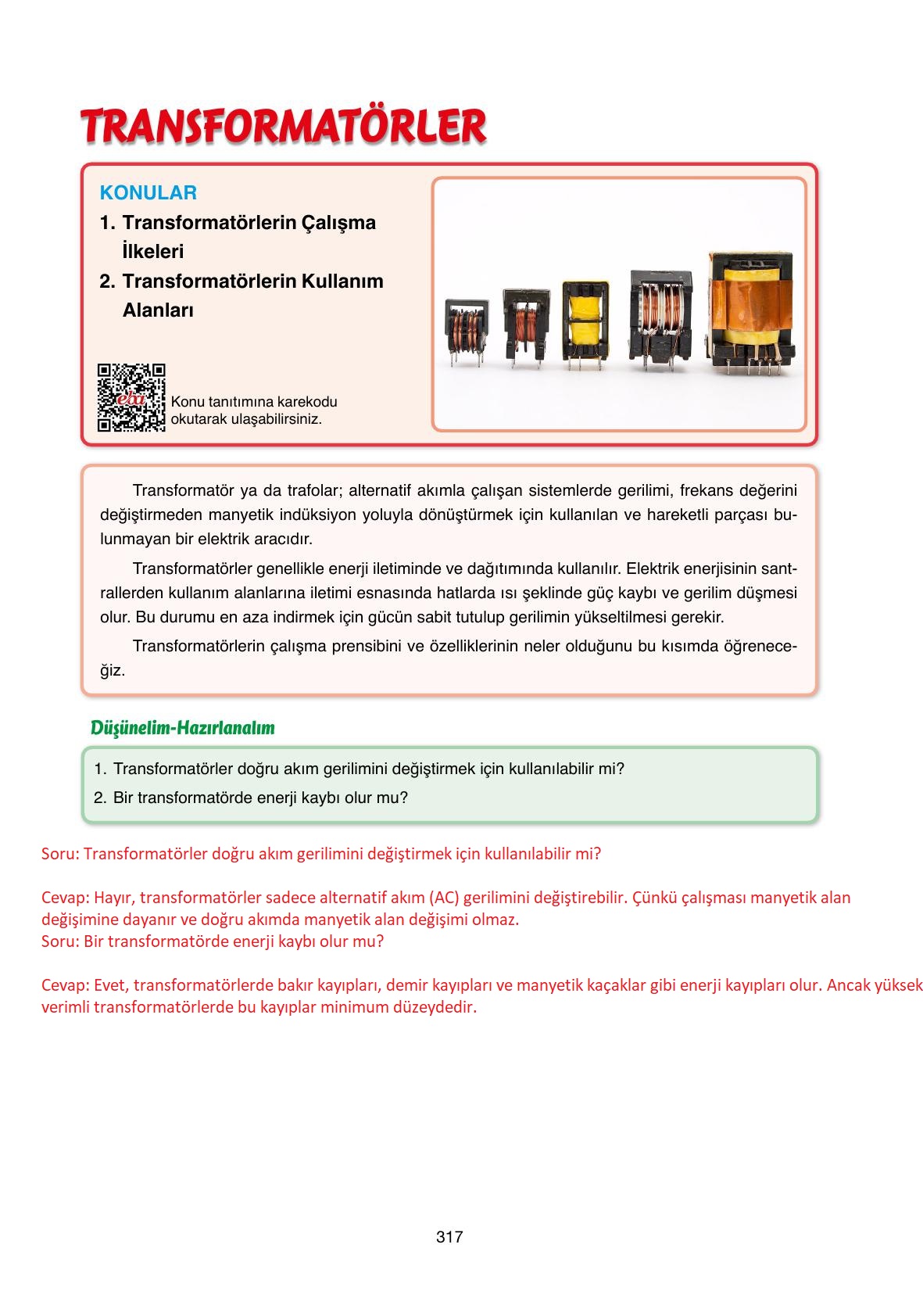 11. Sınıf Ata Yayıncılık Fizik Ders Kitabı Sayfa 317 Cevapları