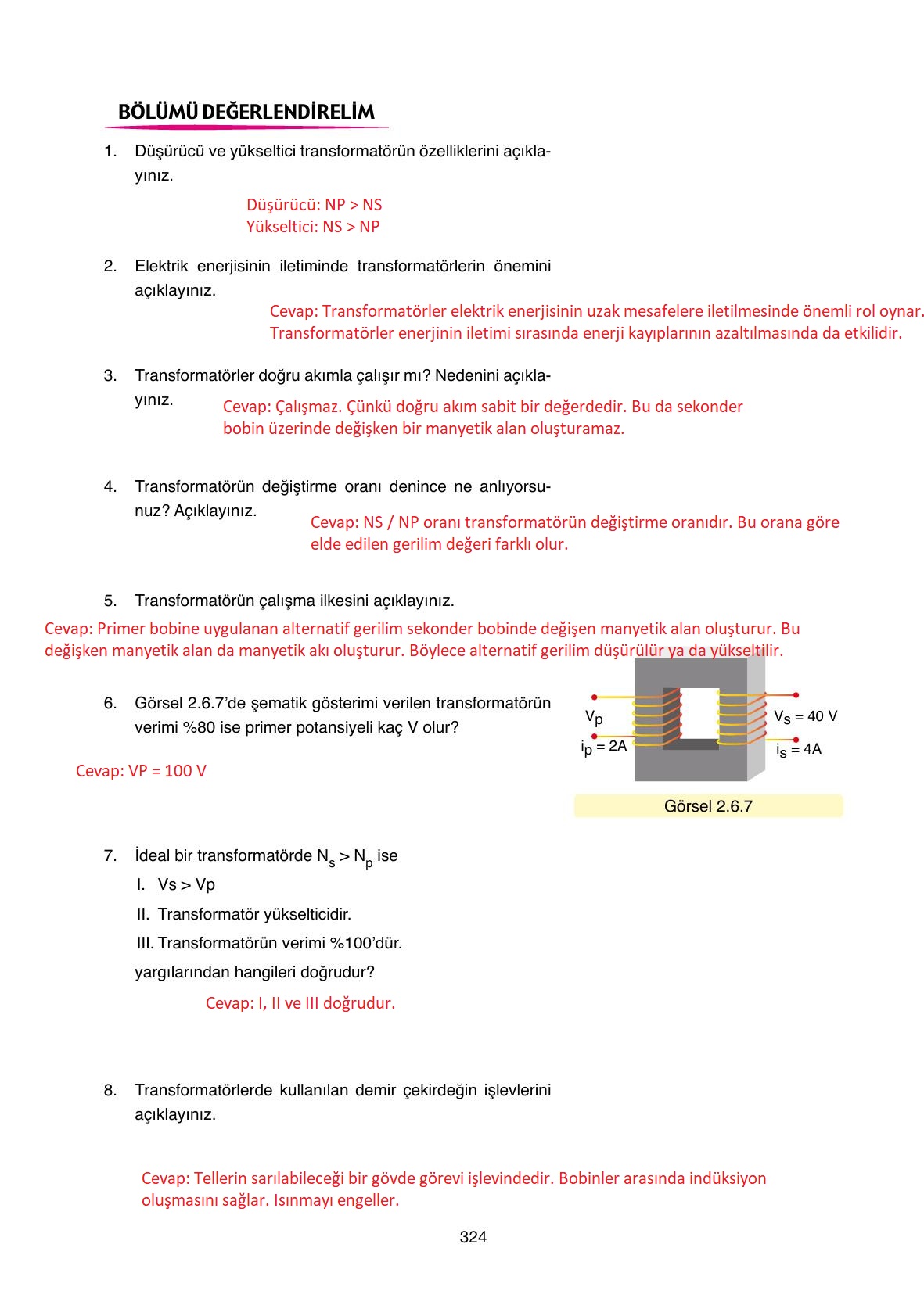 11. Sınıf Ata Yayıncılık Fizik Ders Kitabı Sayfa 324 Cevapları