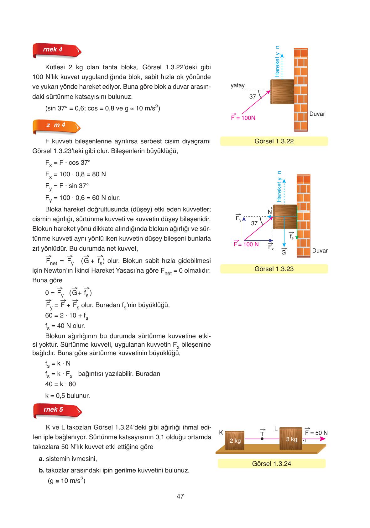 11. Sınıf Ata Yayıncılık Fizik Ders Kitabı Sayfa 47 Cevapları