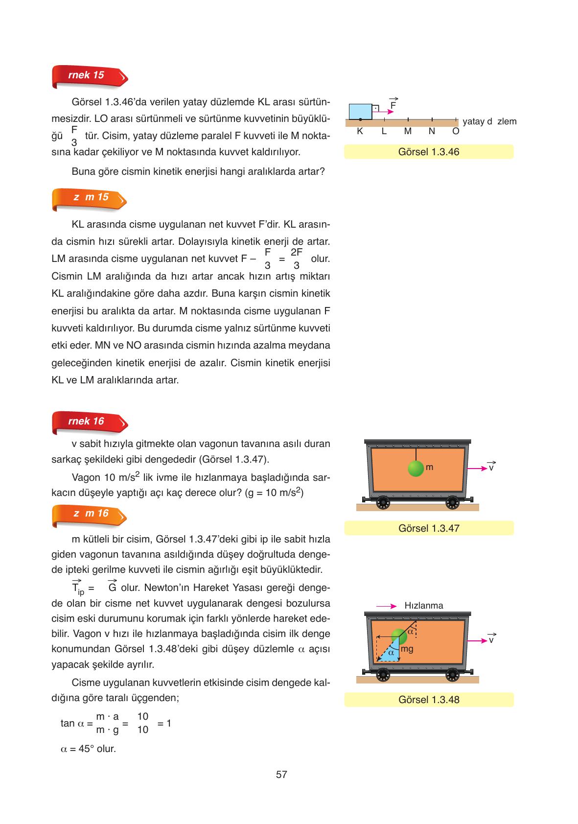 11. Sınıf Ata Yayıncılık Fizik Ders Kitabı Sayfa 57 Cevapları
