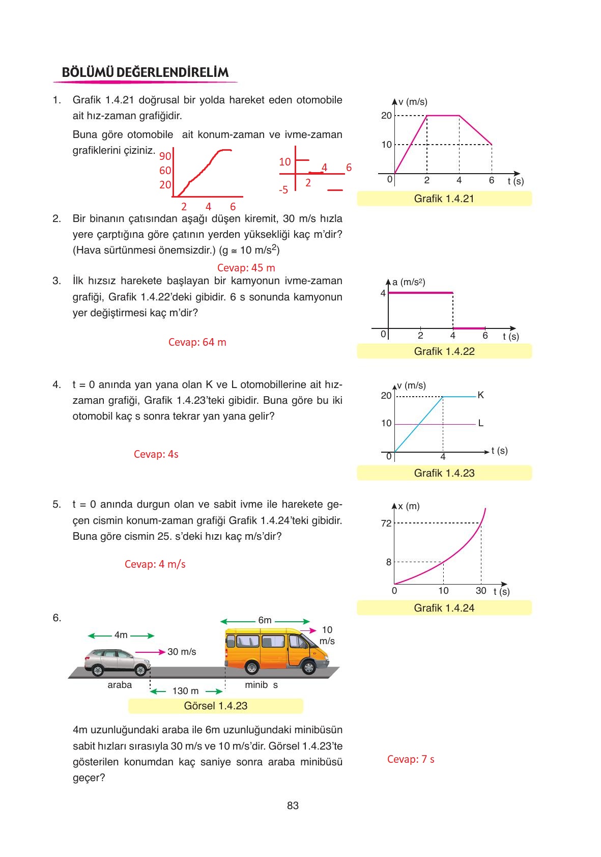 11. Sınıf Ata Yayıncılık Fizik Ders Kitabı Sayfa 83 Cevapları