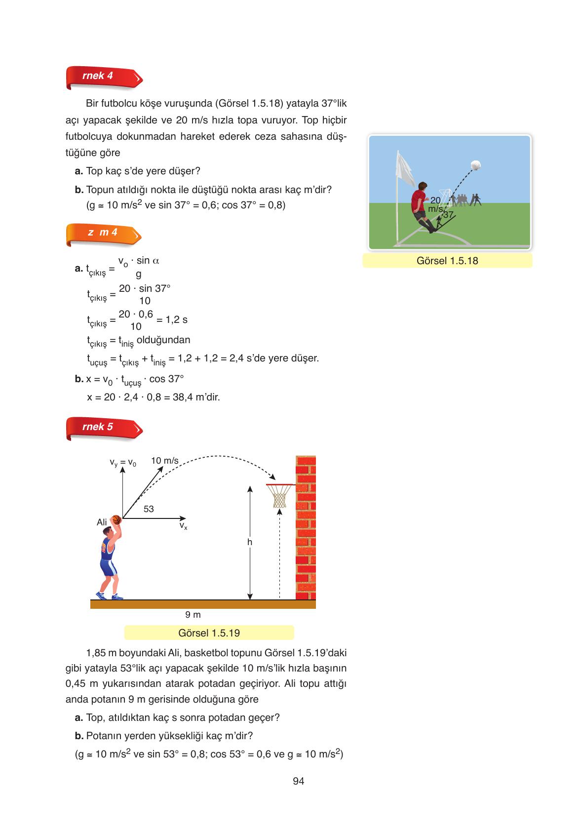 11. Sınıf Ata Yayıncılık Fizik Ders Kitabı Sayfa 94 Cevapları