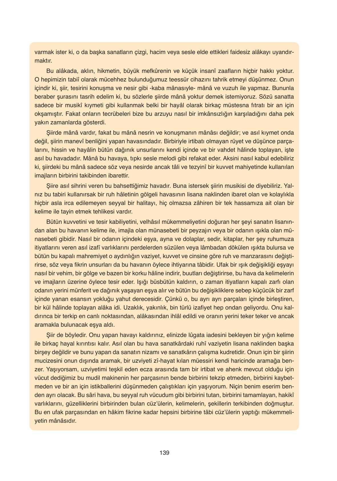 11. Sınıf Ata Yayıncılık Türk Dili Ve Edebiyatı Ders Kitabı Sayfa 139 Cevapları