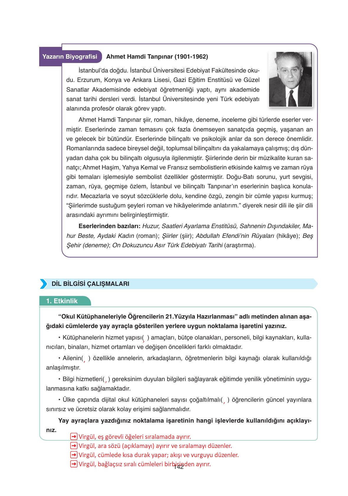 11. Sınıf Ata Yayıncılık Türk Dili Ve Edebiyatı Ders Kitabı Sayfa 142 Cevapları