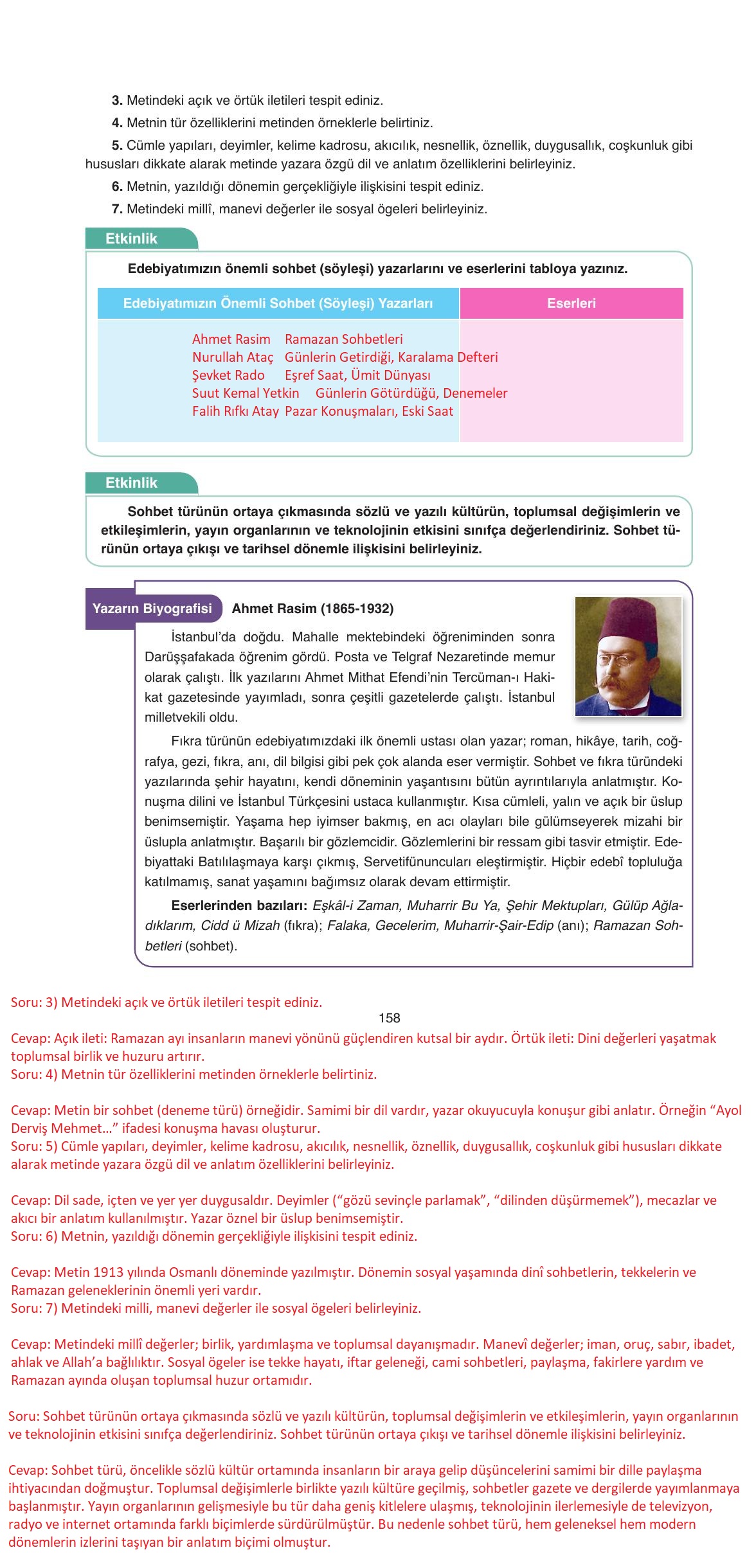 11. Sınıf Ata Yayıncılık Türk Dili Ve Edebiyatı Ders Kitabı Sayfa 158 Cevapları 11. Sınıf Ata Yayıncılık Türk Dili Ve Edebiyatı Ders Kitabı Sayfa 158 Cevapları