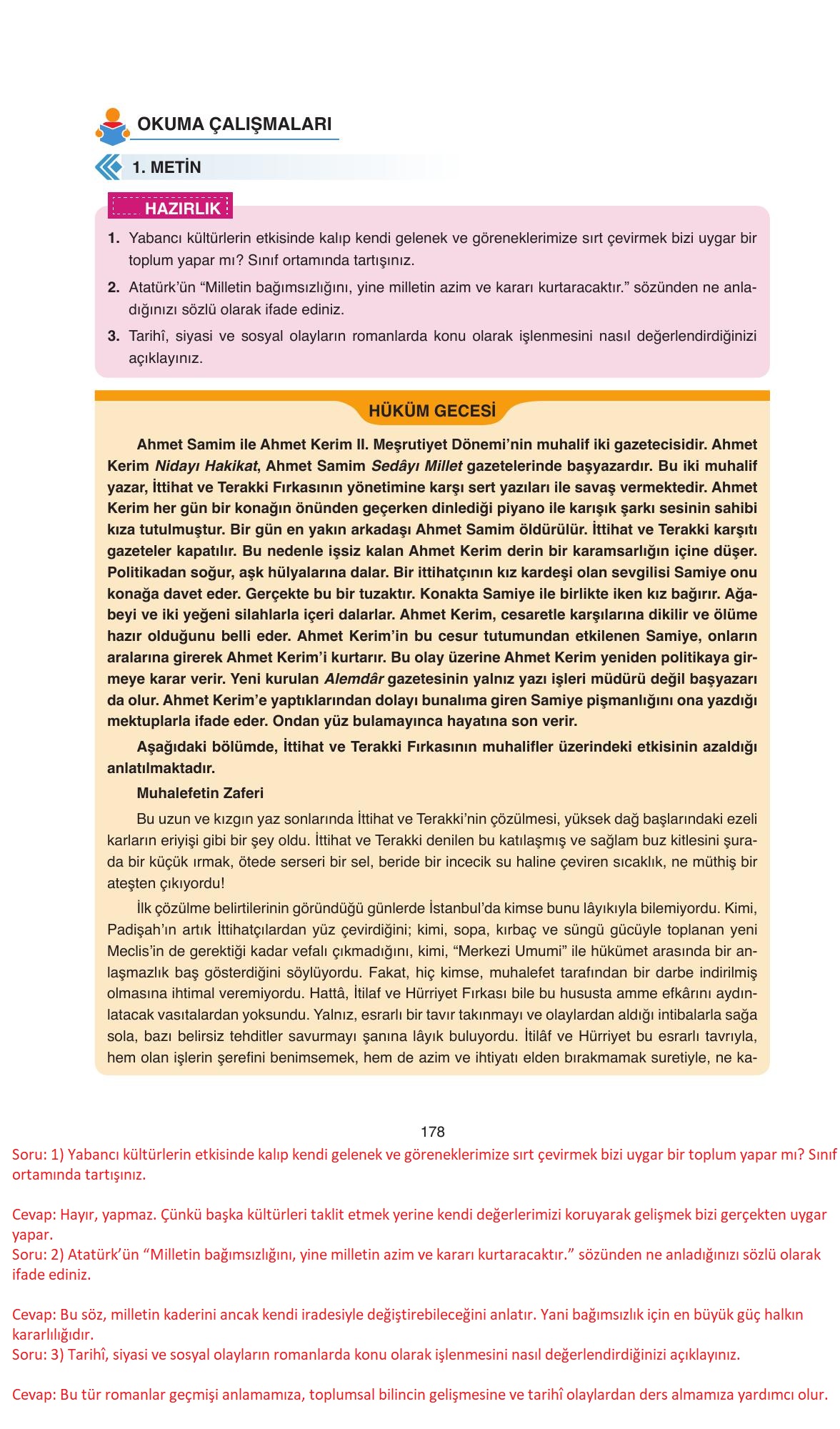 11. Sınıf Ata Yayıncılık Türk Dili Ve Edebiyatı Ders Kitabı Sayfa 178 Cevapları 11. Sınıf Ata Yayıncılık Türk Dili Ve Edebiyatı Ders Kitabı Sayfa 178 Cevapları