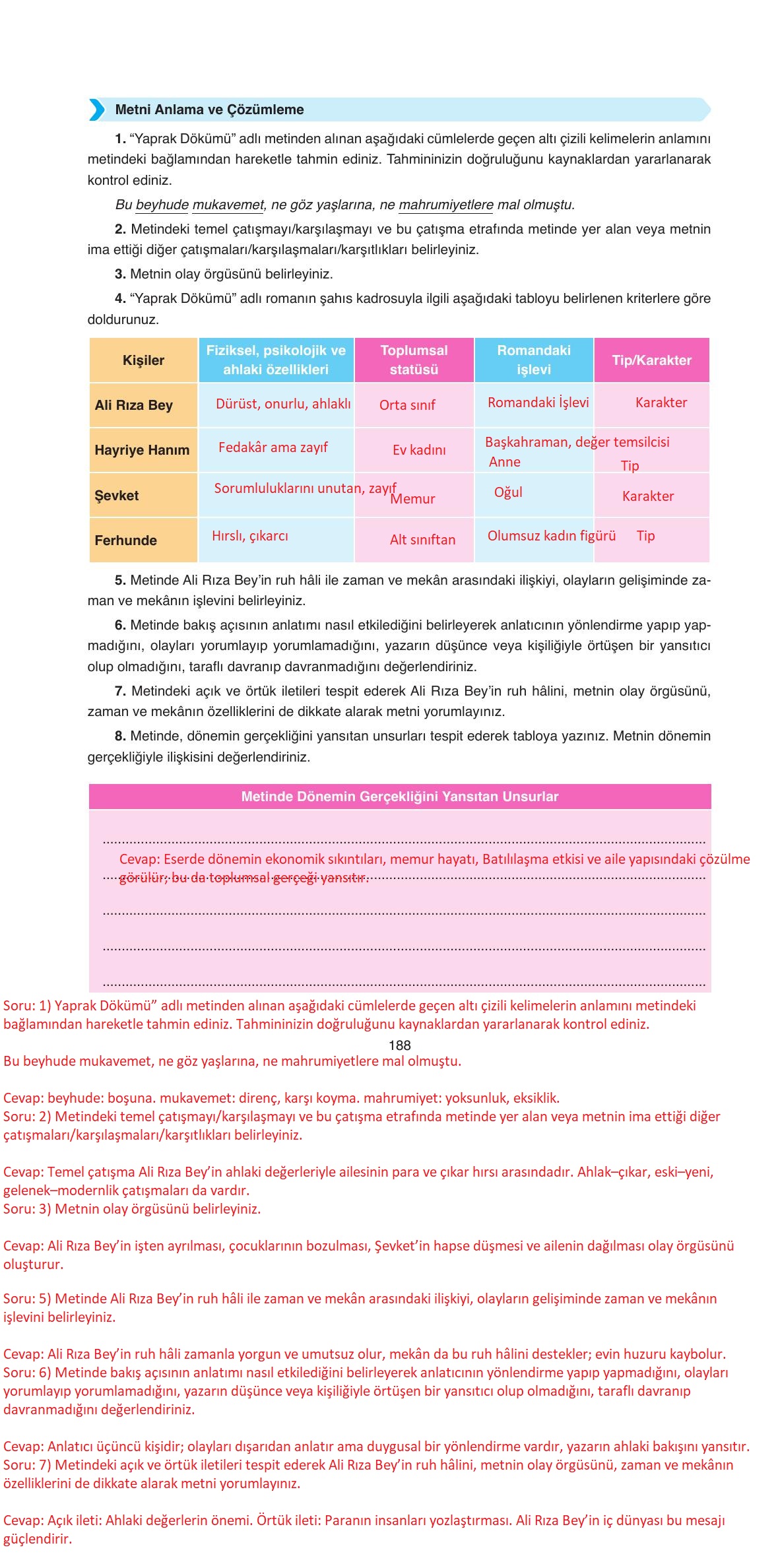 11. Sınıf Ata Yayıncılık Türk Dili Ve Edebiyatı Ders Kitabı Sayfa 188 Cevapları 11. Sınıf Ata Yayıncılık Türk Dili Ve Edebiyatı Ders Kitabı Sayfa 188 Cevapları