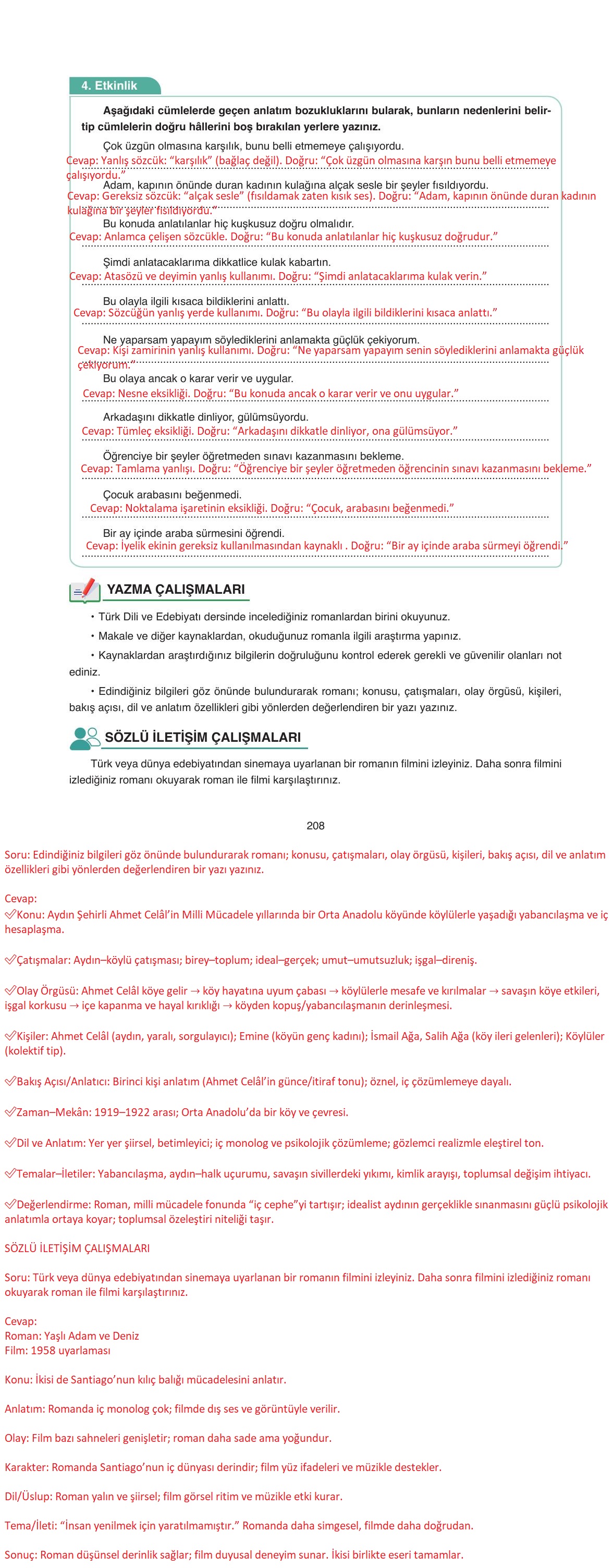 11. Sınıf Ata Yayıncılık Türk Dili Ve Edebiyatı Ders Kitabı Sayfa 208 Cevapları 11. Sınıf Ata Yayıncılık Türk Dili Ve Edebiyatı Ders Kitabı Sayfa 208 Cevapları