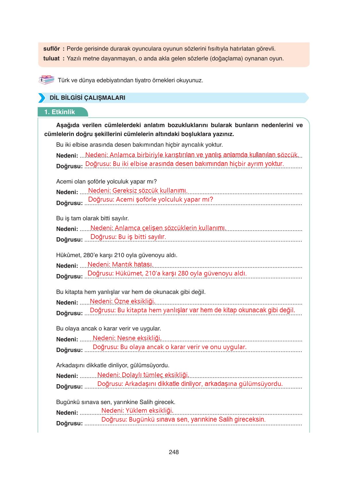 11. Sınıf Ata Yayıncılık Türk Dili Ve Edebiyatı Ders Kitabı Sayfa 248 Cevapları