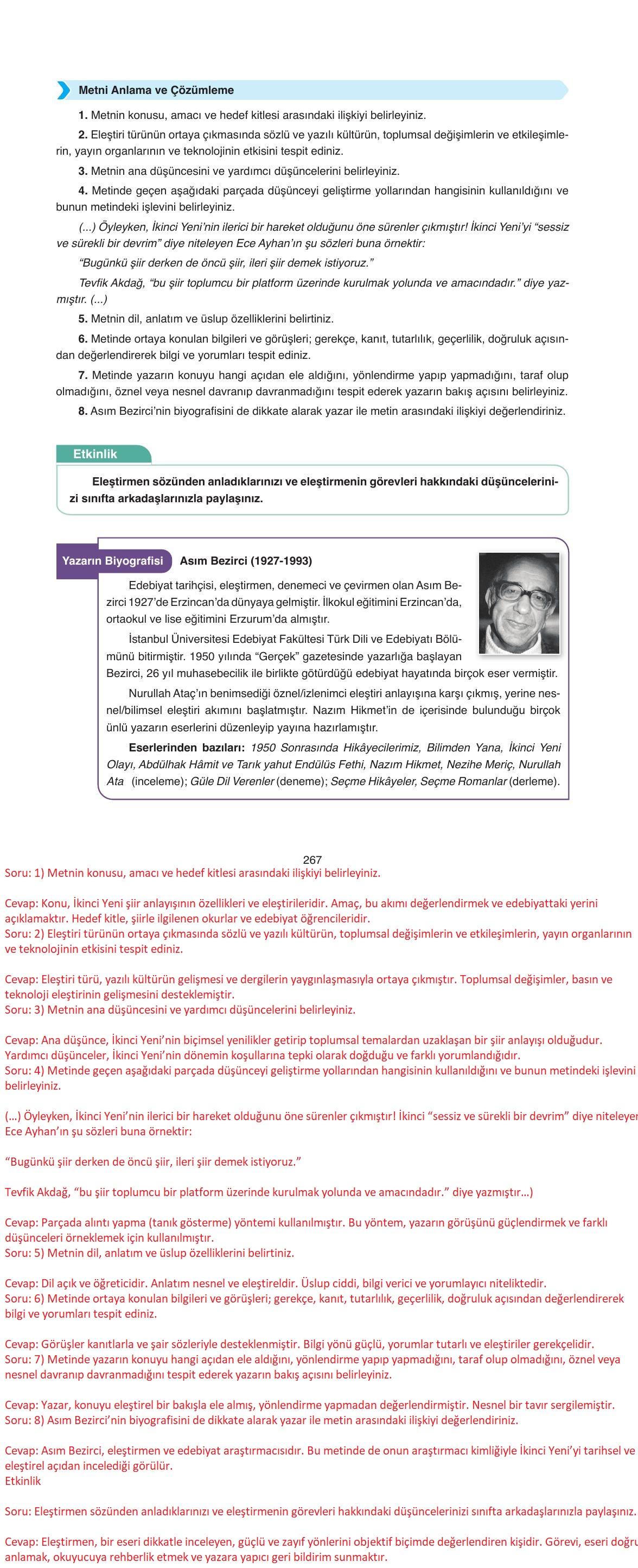 11. Sınıf Ata Yayıncılık Türk Dili Ve Edebiyatı Ders Kitabı Sayfa 267 Cevapları 11. Sınıf Ata Yayıncılık Türk Dili Ve Edebiyatı Ders Kitabı Sayfa 267 Cevapları