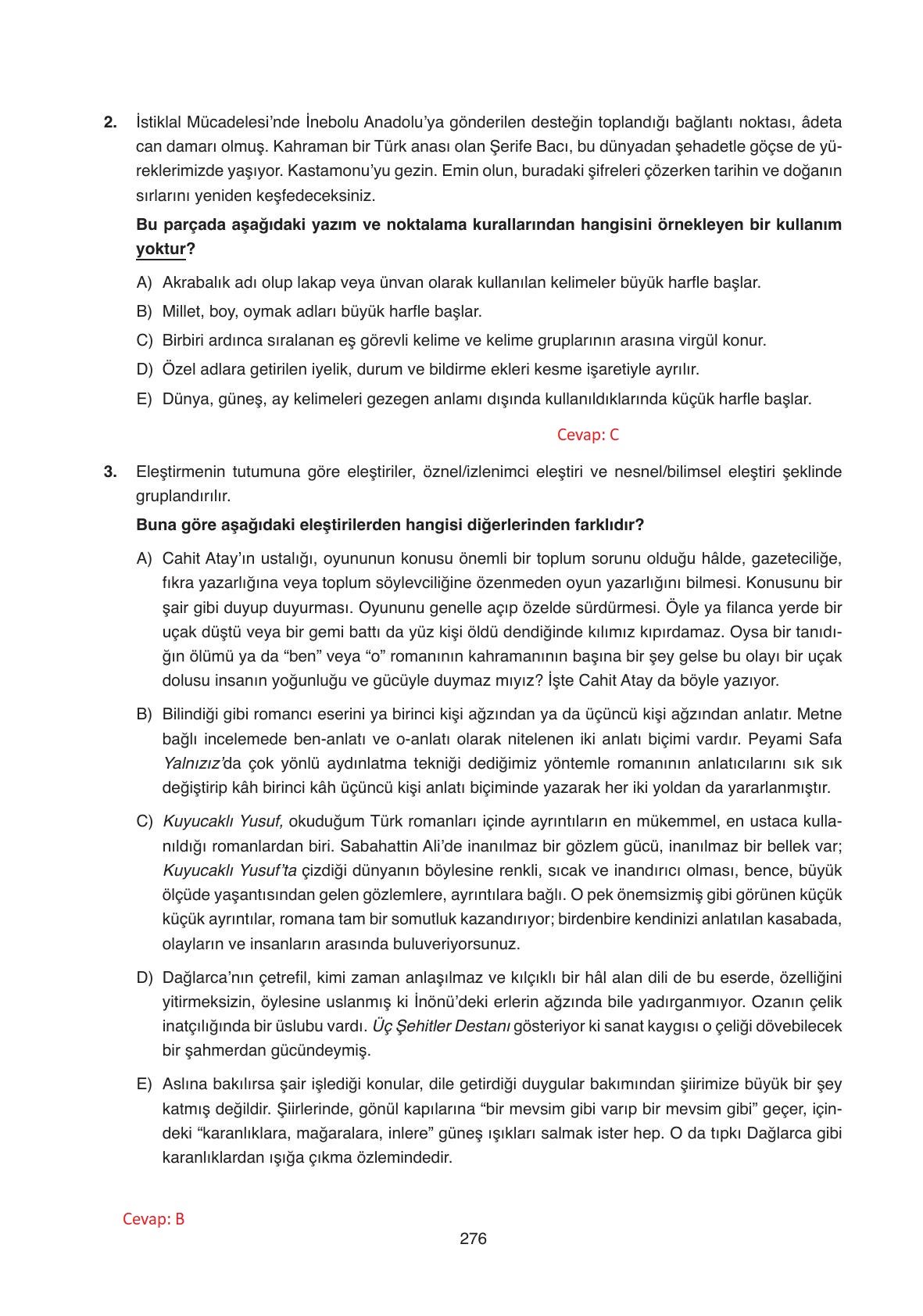 11. Sınıf Ata Yayıncılık Türk Dili Ve Edebiyatı Ders Kitabı Sayfa 276 Cevapları 11. Sınıf Ata Yayıncılık Türk Dili Ve Edebiyatı Ders Kitabı Sayfa 276 Cevapları