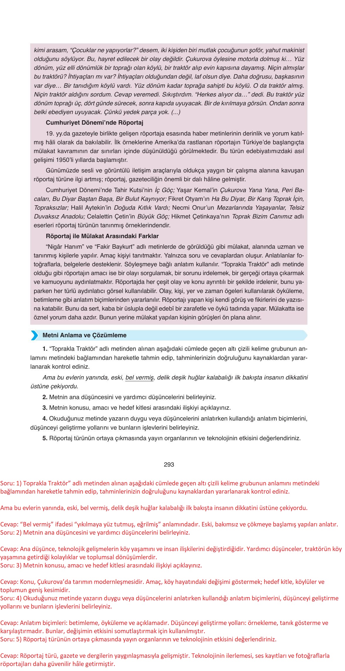 11. Sınıf Ata Yayıncılık Türk Dili Ve Edebiyatı Ders Kitabı Sayfa 293 Cevapları 11. Sınıf Ata Yayıncılık Türk Dili Ve Edebiyatı Ders Kitabı Sayfa 293 Cevapları