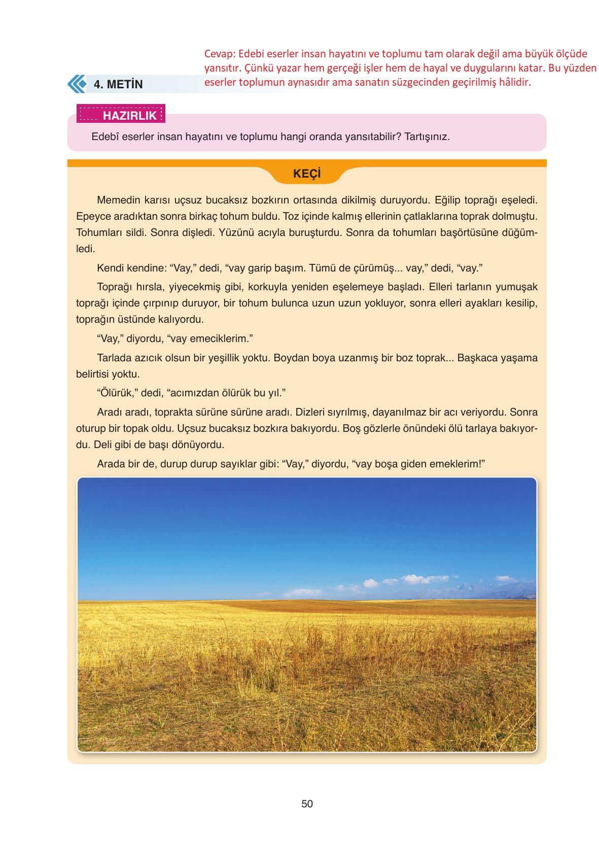 11. Sınıf Ata Yayıncılık Türk Dili Ve Edebiyatı Ders Kitabı Sayfa 50 Cevapları