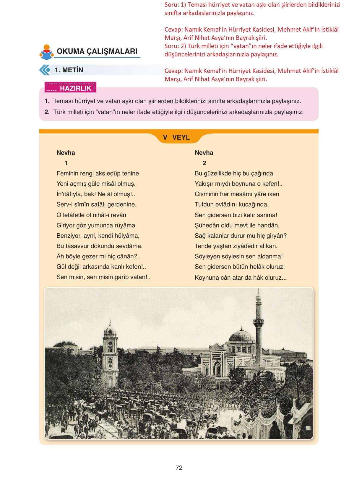 11. Sınıf Ata Yayıncılık Türk Dili Ve Edebiyatı Ders Kitabı Sayfa 72 Cevapları