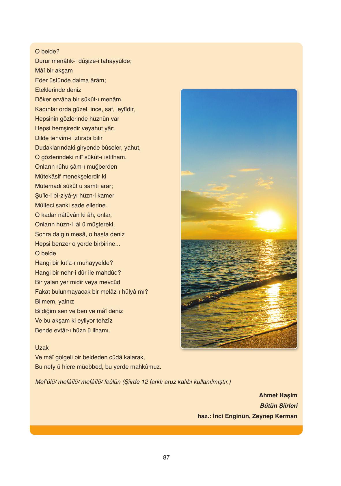 11. Sınıf Ata Yayıncılık Türk Dili Ve Edebiyatı Ders Kitabı Sayfa 87 Cevapları