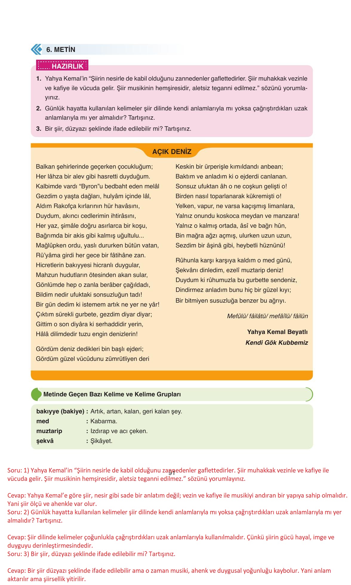11. Sınıf Ata Yayıncılık Türk Dili Ve Edebiyatı Ders Kitabı Sayfa 91 Cevapları 11. Sınıf Ata Yayıncılık Türk Dili Ve Edebiyatı Ders Kitabı Sayfa 91 Cevapları