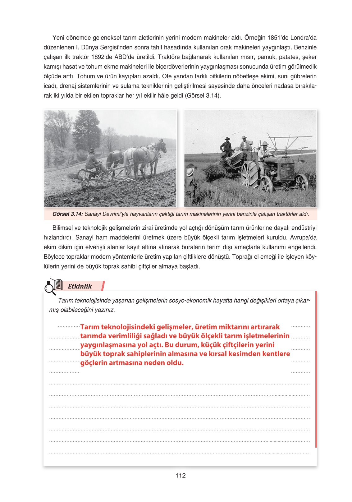 11. Sınıf Ders Destek Yayınları Tarih Ders Kitabı Sayfa 112 Cevapları