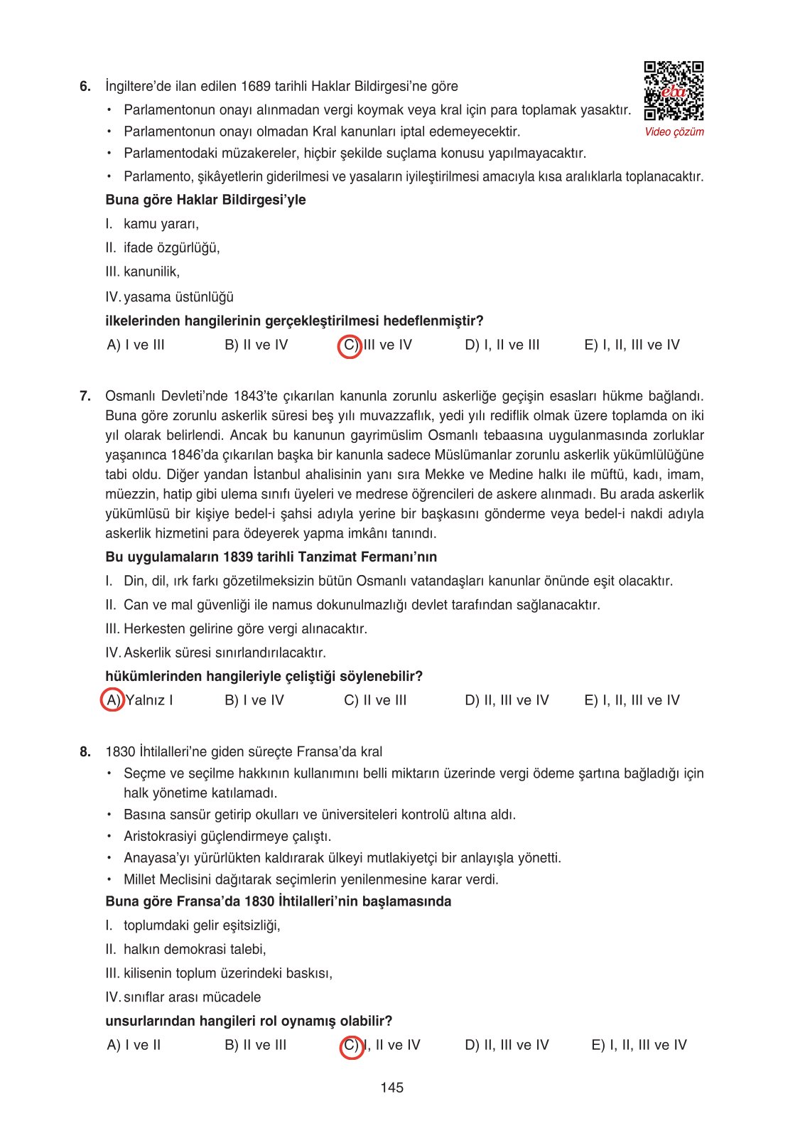 11. Sınıf Ders Destek Yayınları Tarih Ders Kitabı Sayfa 145 Cevapları 11. Sınıf Ders Destek Yayınları Tarih Ders Kitabı Sayfa 145 Cevapları