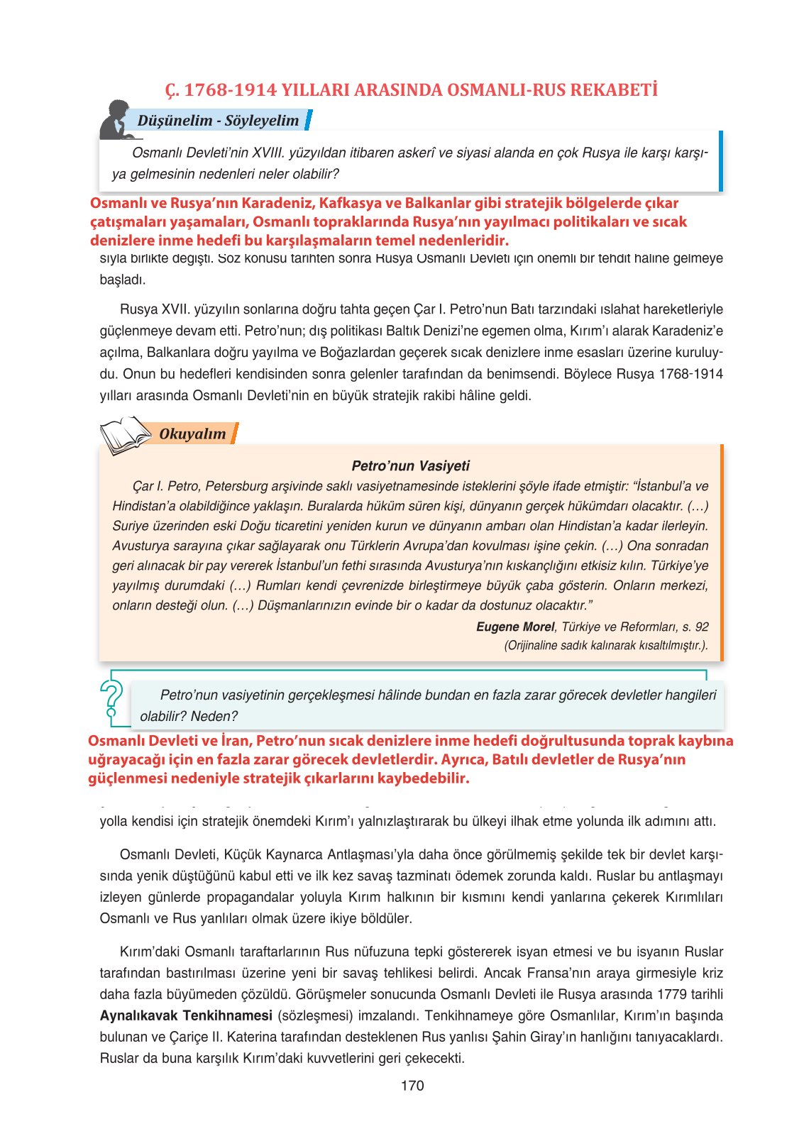 11. Sınıf Ders Destek Yayınları Tarih Ders Kitabı Sayfa 170 Cevapları 11. Sınıf Ders Destek Yayınları Tarih Ders Kitabı Sayfa 170 Cevapları
