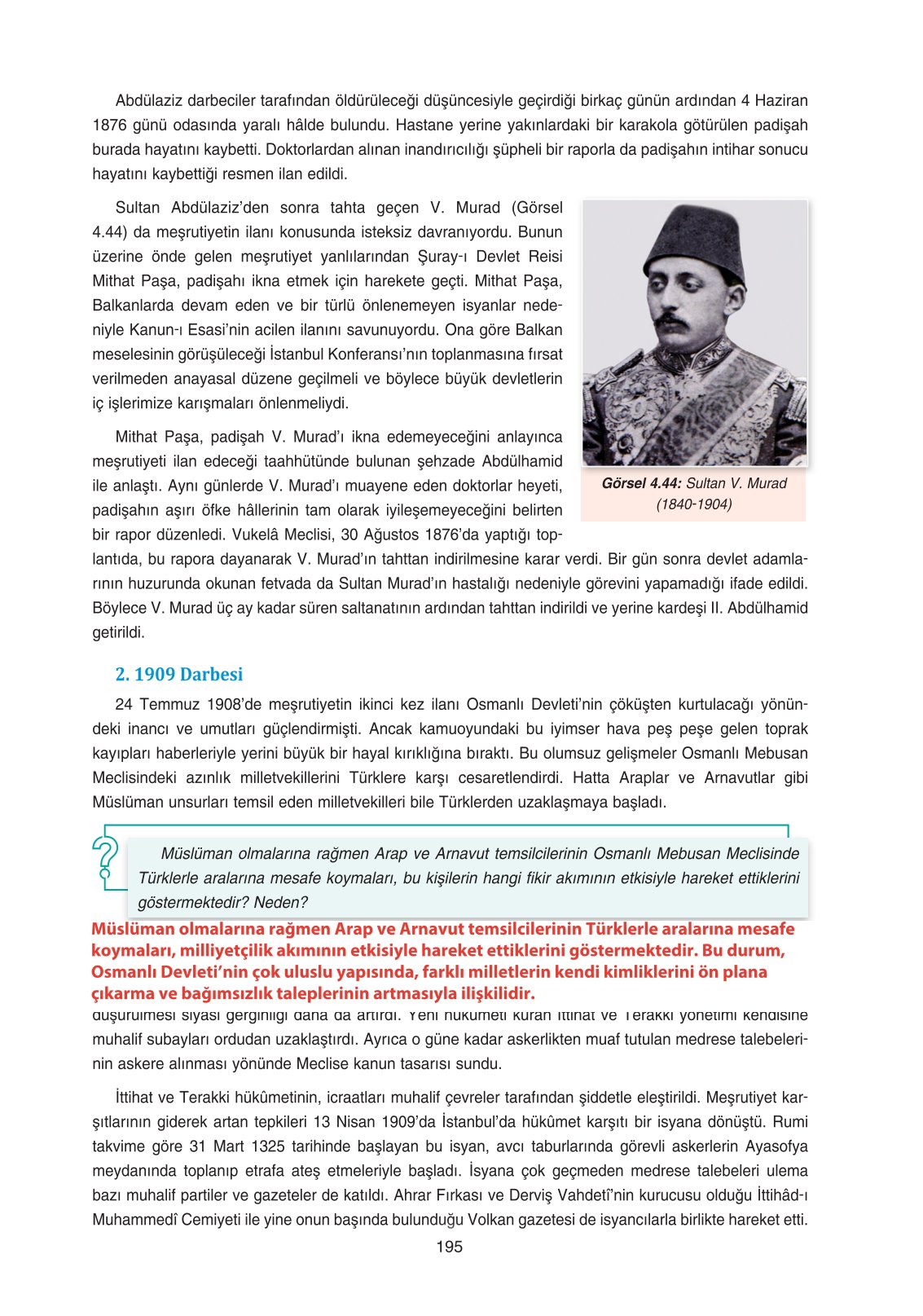 11. Sınıf Ders Destek Yayınları Tarih Ders Kitabı Sayfa 195 Cevapları