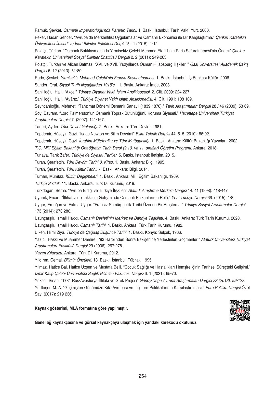 11. Sınıf Ders Destek Yayınları Tarih Ders Kitabı Sayfa 254 Cevapları