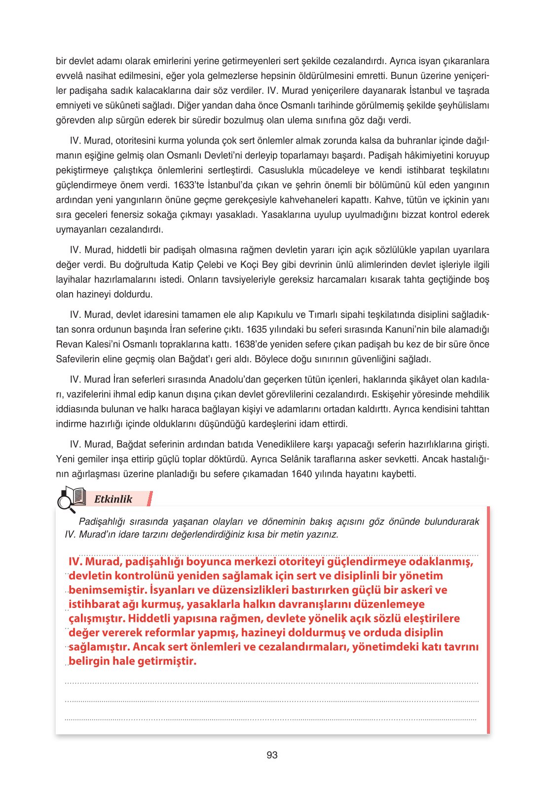 11. Sınıf Ders Destek Yayınları Tarih Ders Kitabı Sayfa 93 Cevapları