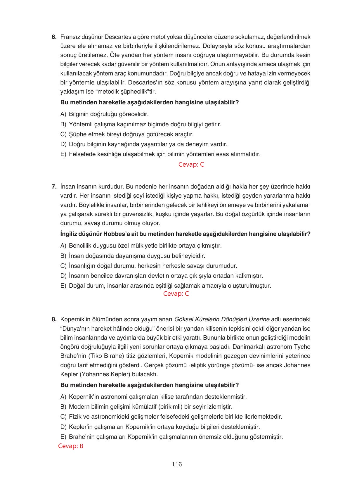 11. Sınıf Hisar Yayıncılık Felsefe Ders Kitabı Sayfa 117 Cevapları