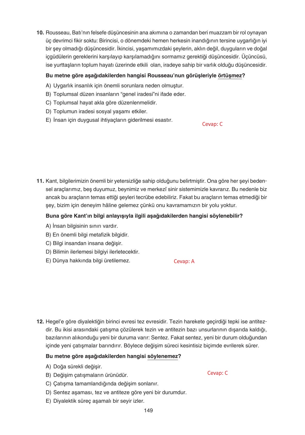 11. Sınıf Hisar Yayıncılık Felsefe Ders Kitabı Sayfa 150 Cevapları
