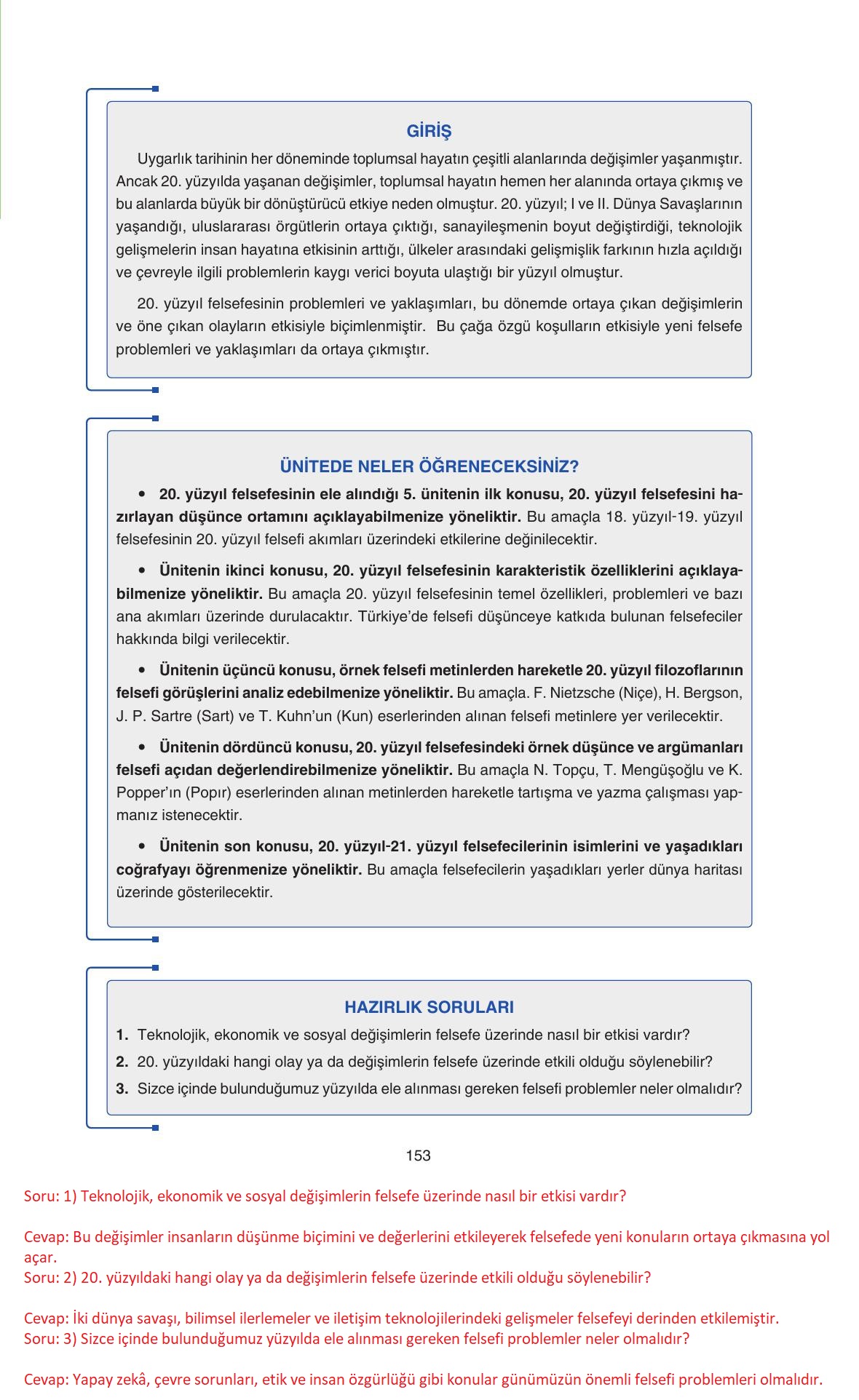 11. Sınıf Hisar Yayıncılık Felsefe Ders Kitabı Sayfa 154 Cevapları