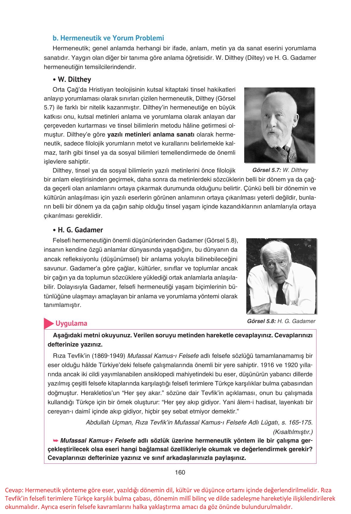 11. Sınıf Hisar Yayıncılık Felsefe Ders Kitabı Sayfa 161 Cevapları