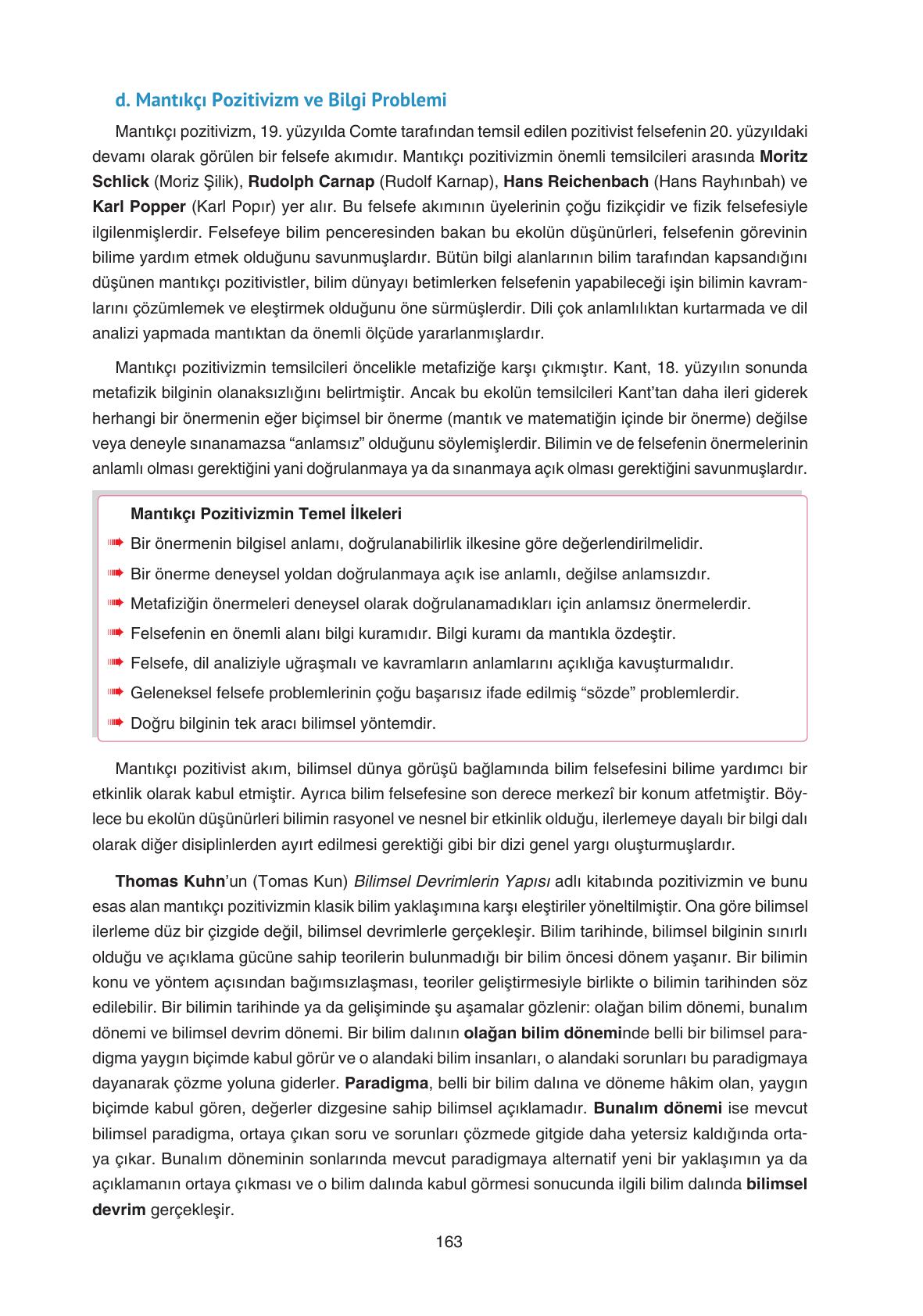 11. Sınıf Hisar Yayıncılık Felsefe Ders Kitabı Sayfa 164 Cevapları