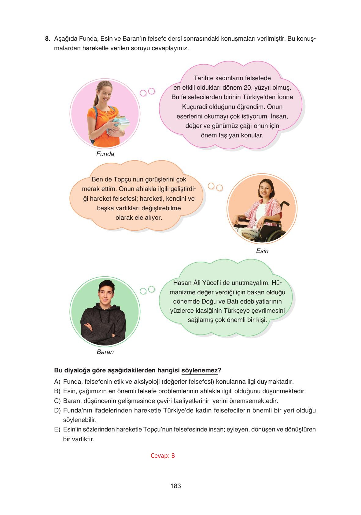 11. Sınıf Hisar Yayıncılık Felsefe Ders Kitabı Sayfa 184 Cevapları