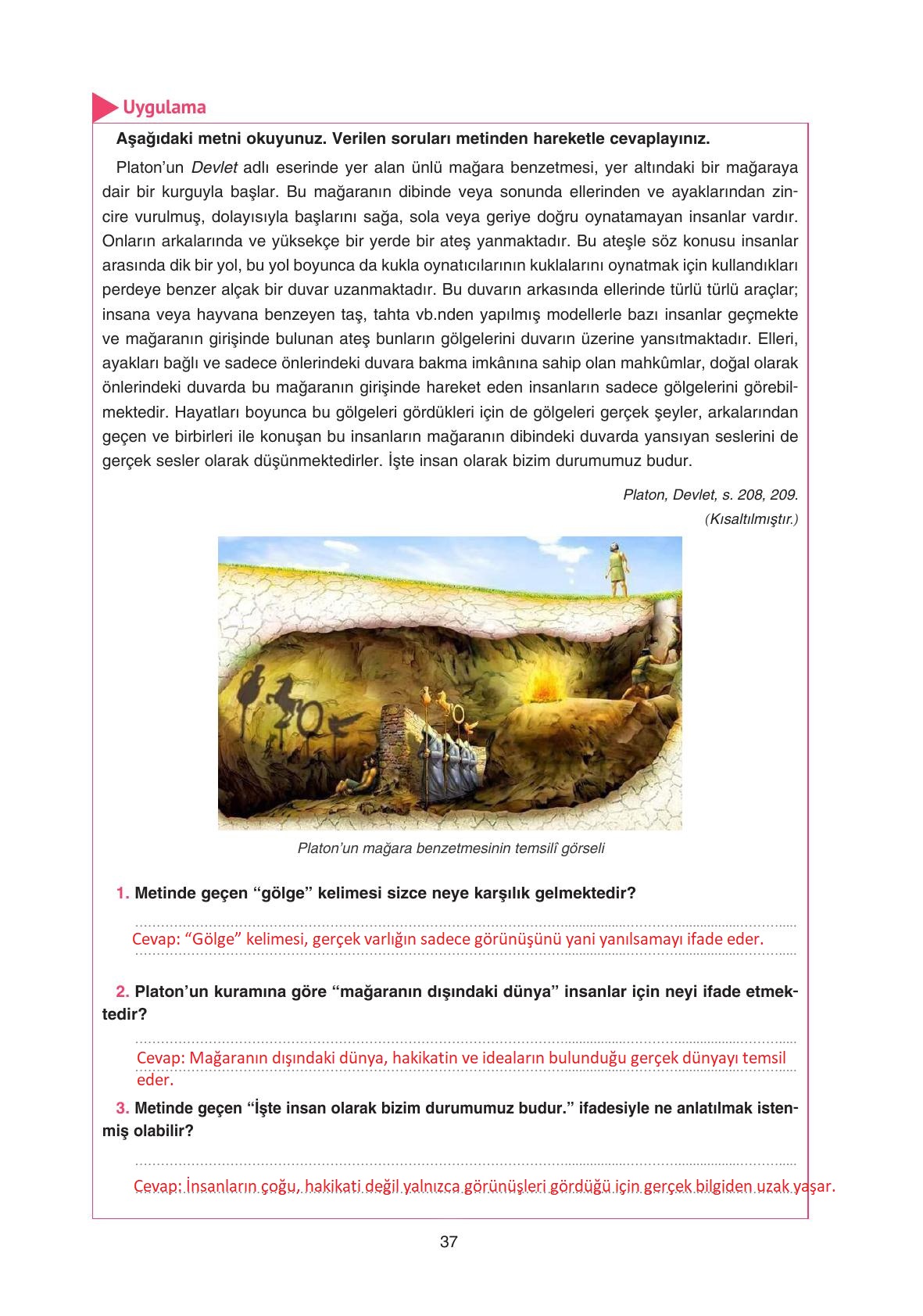 11. Sınıf Hisar Yayıncılık Felsefe Ders Kitabı Sayfa 38 Cevapları