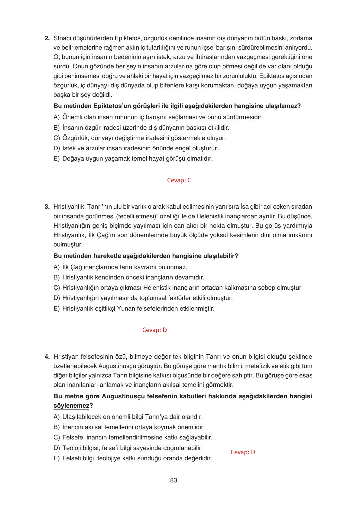 11. Sınıf Hisar Yayıncılık Felsefe Ders Kitabı Sayfa 84 Cevapları