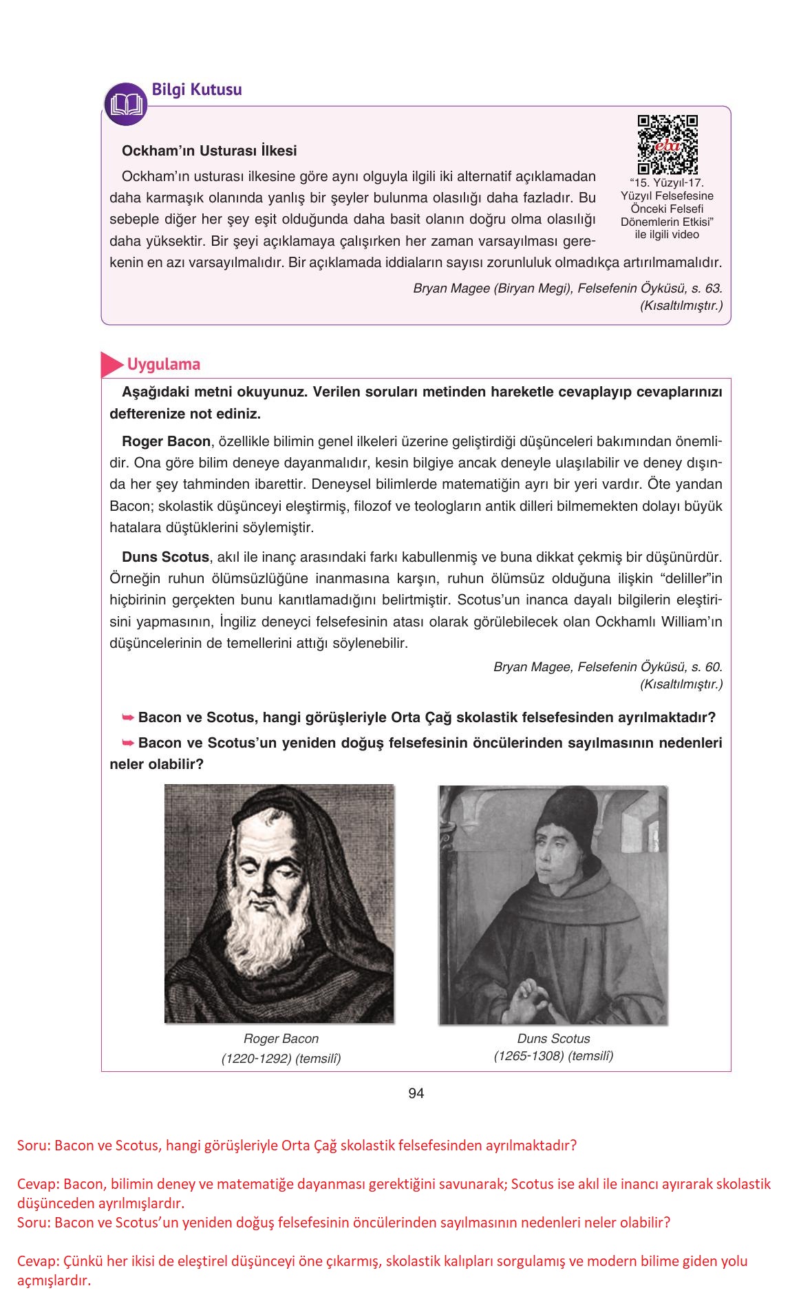 11. Sınıf Hisar Yayıncılık Felsefe Ders Kitabı Sayfa 95 Cevapları