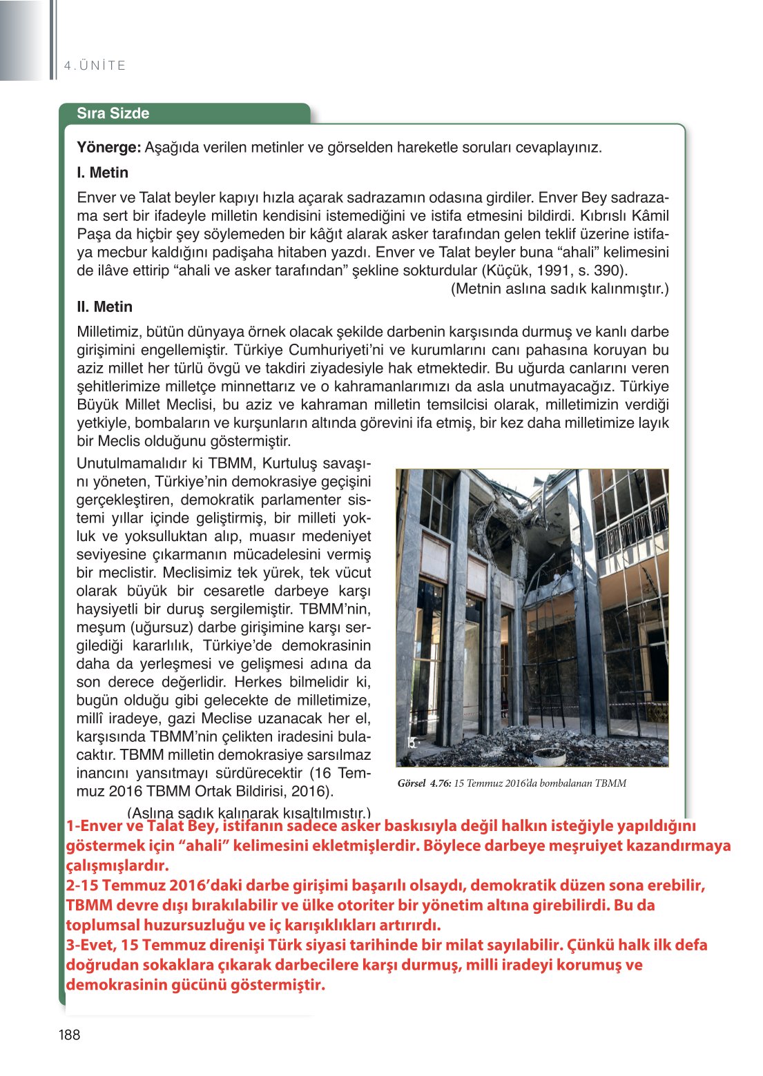 11. Sınıf Meb Yayınları Coğrafya Ders Kitabı Sayfa 188 Cevapları